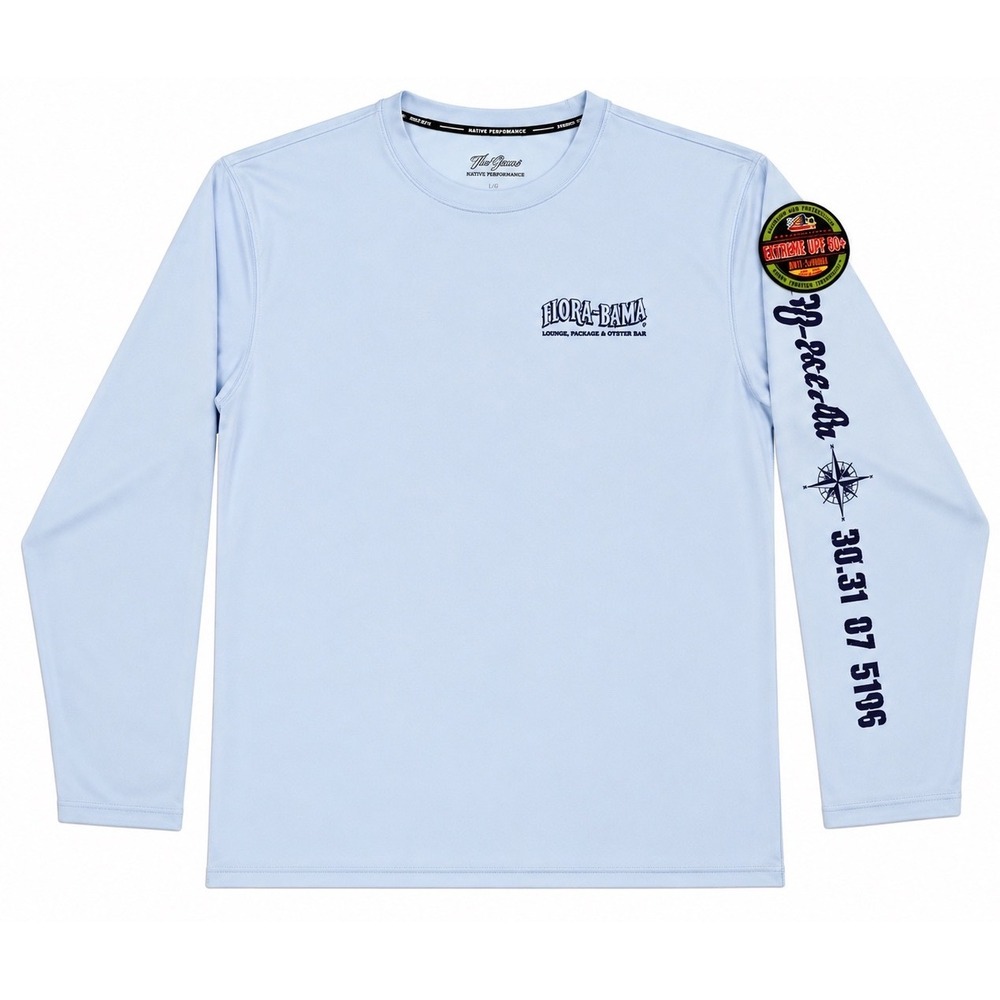 Native Outfitters Flora-Bama Yacht Club Shirt Mens L Blue UPF 50+ Long Sleeve T
